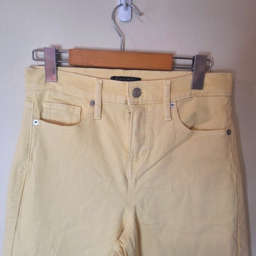 Banana Republic high rise cropped pants pale citrus SZ 26 - Picture 3 of 8